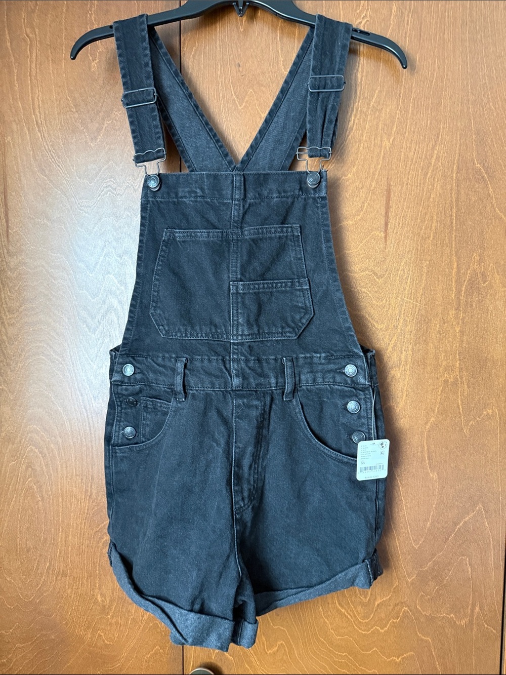 Free  People Ziggy Shortalls Black Denim NWT XS Ret $88 - Picture 6 of 9